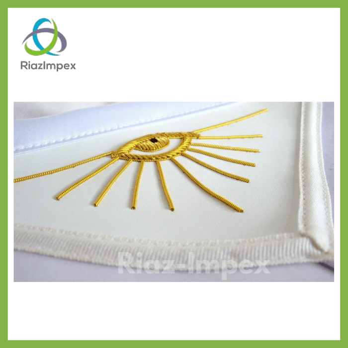 RIAZ IMPEX MASONIC REGALIA HAND EMBROIDED MASONIC LODGE MASTER MASON APRON - WHITE BEST QUALITY