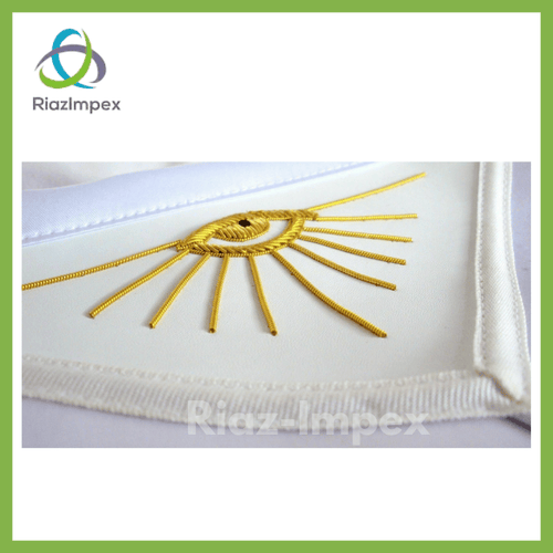 RIAZ IMPEX MASONIC REGALIA HAND EMBROIDED MASONIC LODGE MASTER MASON APRON - WHITE BEST QUALITY