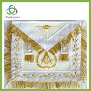 HAND EMBROIDED MASONIC LODGE MASTER MASON APRON - WHITE BEST QUALITY