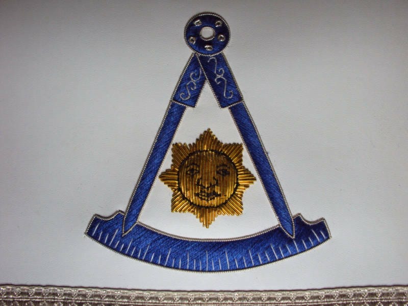 RIAZ IMPEX MASONIC REGALIA HAND EMBROIDED MASONIC PAST MASTER APRON SILVER BEST QUALITY