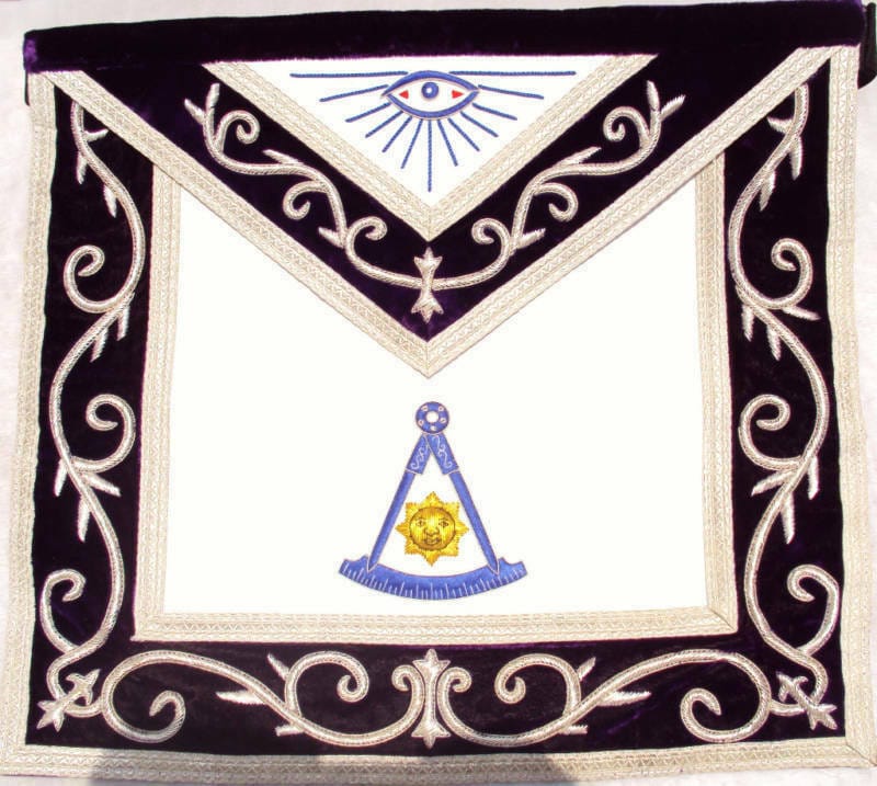 RIAZ IMPEX MASONIC REGALIA HAND EMBROIDED MASONIC PAST MASTER APRON SILVER BEST QUALITY