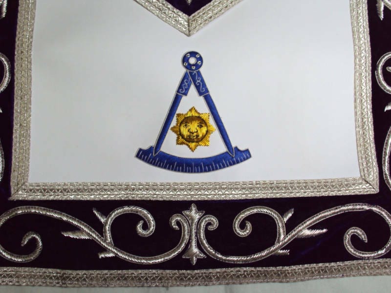 RIAZ IMPEX MASONIC REGALIA HAND EMBROIDED MASONIC PAST MASTER APRON SILVER BEST QUALITY