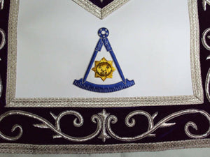 RIAZ IMPEX MASONIC REGALIA HAND EMBROIDED MASONIC PAST MASTER APRON SILVER BEST QUALITY