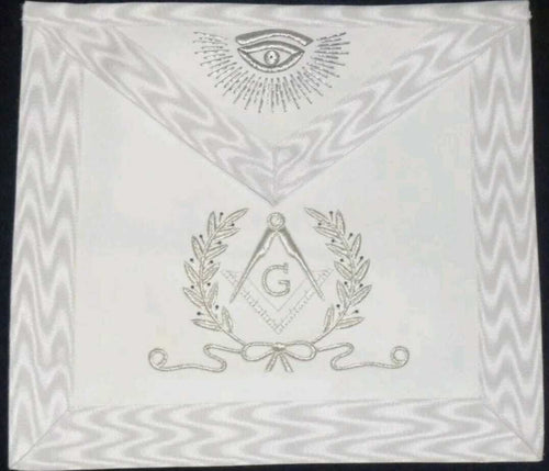 RIAZ IMPEX MASONIC REGALIA HAND EMBROIDED MASONIC REGALIA MASTER MASON APRON WHITE