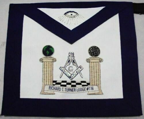 RIAZ IMPEX MASONIC REGALIA HAND EMBROIDER MASONIC BLUE HOUSE MASTER MASON APRON BEST QUALITY