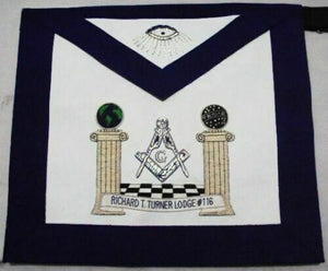 RIAZ IMPEX MASONIC REGALIA HAND EMBROIDER MASONIC BLUE HOUSE MASTER MASON APRON BEST QUALITY