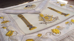 RIAZ IMPEX MASONIC REGALIA HAND EMBROIDER MASONIC GRAND PAST MASTER APRON WHITE BEST QUALITY
