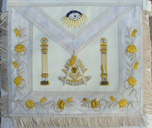 RIAZ IMPEX MASONIC REGALIA HAND EMBROIDER MASONIC GRAND PAST MASTER APRON WHITE BEST QUALITY