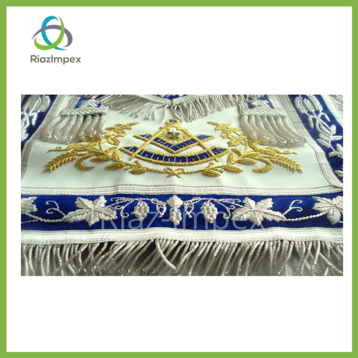 RIAZ IMPEX MASONIC REGALIA HAND EMBROIDER MASONIC Regalia GRAND MASTER PAST MASTER APRON BLUE
