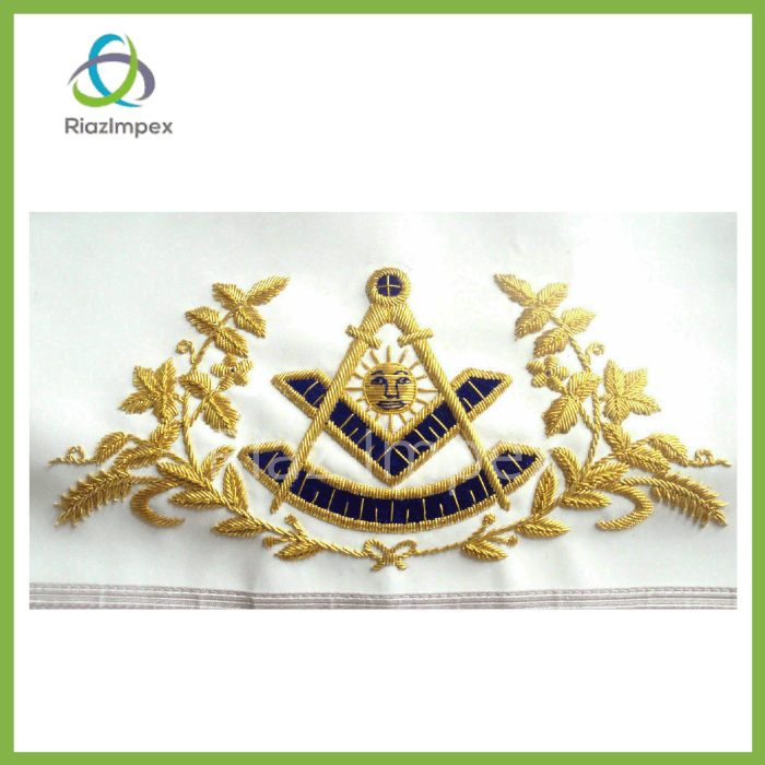 RIAZ IMPEX MASONIC REGALIA HAND EMBROIDER MASONIC Regalia GRAND MASTER PAST MASTER APRON BLUE
