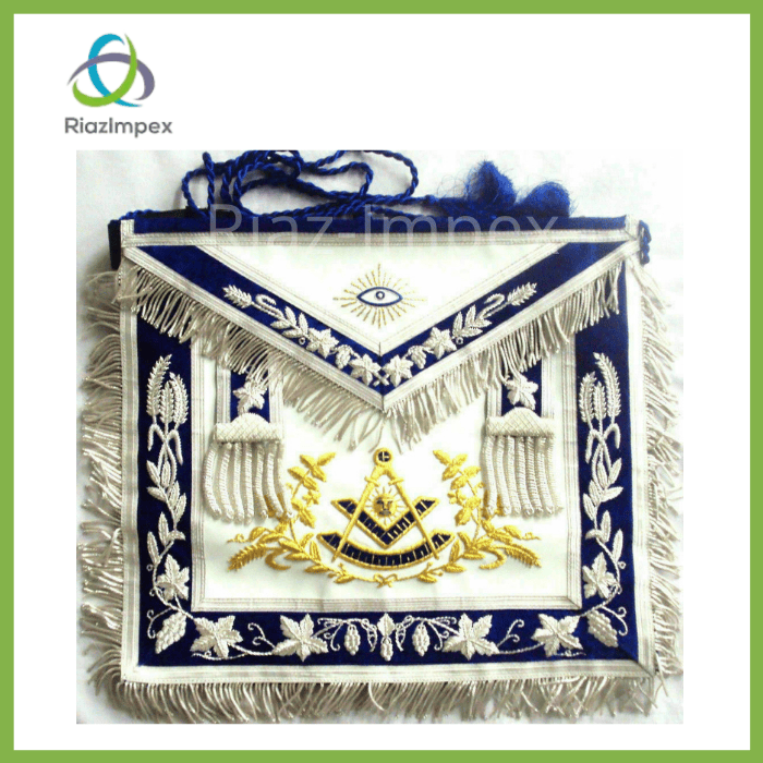 RIAZ IMPEX MASONIC REGALIA HAND EMBROIDER MASONIC Regalia GRAND MASTER PAST MASTER APRON BLUE