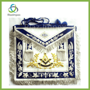 HAND EMBROIDER MASONIC Regalia GRAND MASTER PAST MASTER APRON BLUE