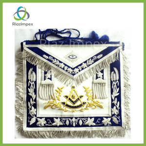 RIAZ IMPEX MASONIC REGALIA HAND EMBROIDER MASONIC Regalia GRAND MASTER PAST MASTER APRON BLUE