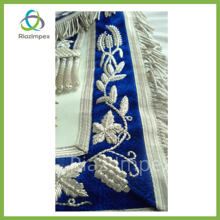 RIAZ IMPEX MASONIC REGALIA HAND EMBROIDER MASONIC Regalia GRAND MASTER PAST MASTER APRON BLUE