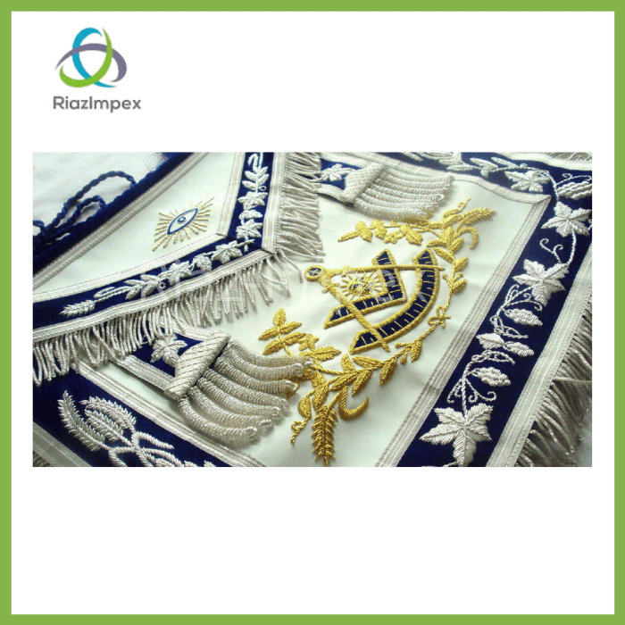 RIAZ IMPEX MASONIC REGALIA HAND EMBROIDER MASONIC Regalia GRAND MASTER PAST MASTER APRON BLUE