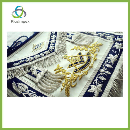 RIAZ IMPEX MASONIC REGALIA HAND EMBROIDER MASONIC Regalia GRAND MASTER PAST MASTER APRON BLUE