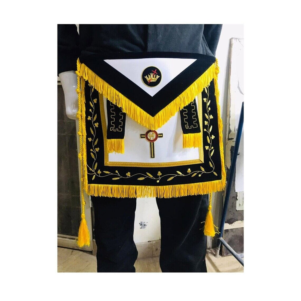 RIAZ IMPEX MASONIC REGALIA Hand Embroider Masonic Regalia Knight Templar Apron And Collar Black Velvet