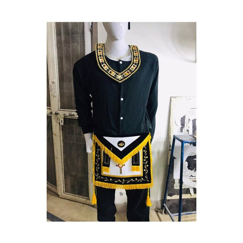 RIAZ IMPEX MASONIC REGALIA Hand Embroider Masonic Regalia Knight Templar Apron And Collar Black Velvet