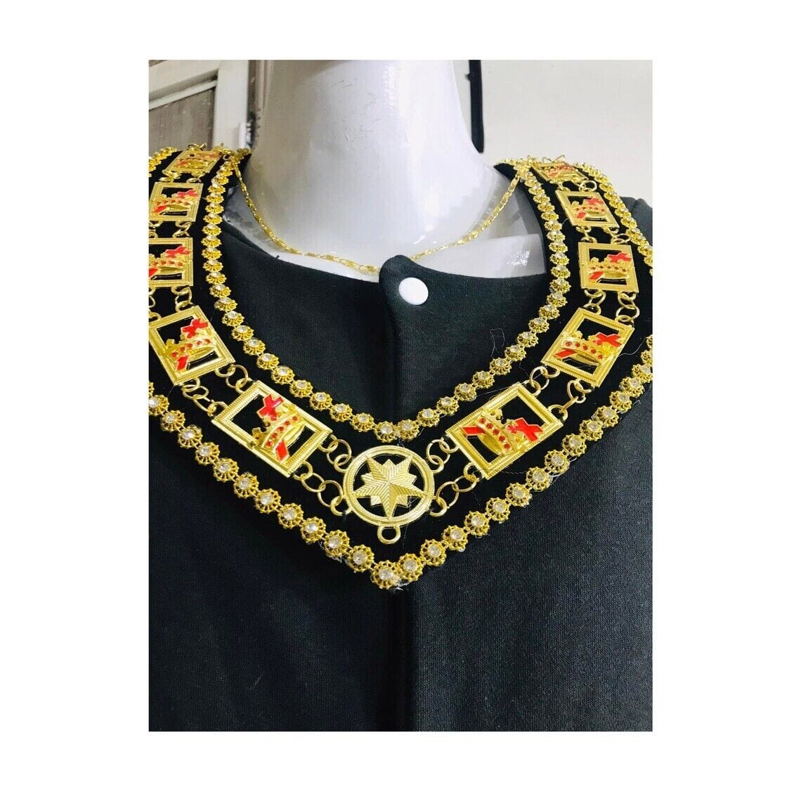 RIAZ IMPEX MASONIC REGALIA Hand Embroider Masonic Regalia Knight Templar Apron And Collar Black Velvet