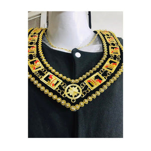 RIAZ IMPEX MASONIC REGALIA Hand Embroider Masonic Regalia Knight Templar Apron And Collar Black Velvet