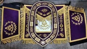 HAND EMBROIDERED GRAND LODGE PAST MASTER APRON CUFF PURPLE CHAIN COLLAR SET