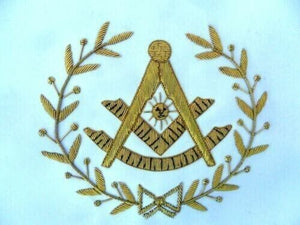 RIAZ IMPEX MASONIC REGALIA HAND EMBROIDERED GRAND LODGE PAST MASTER APRON CUFF PURPLE CHAIN COLLAR SET