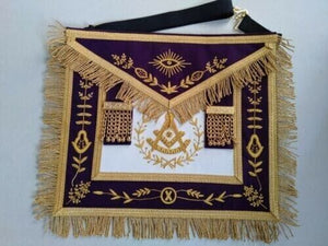 RIAZ IMPEX MASONIC REGALIA HAND EMBROIDERED GRAND LODGE PAST MASTER APRON CUFF PURPLE CHAIN COLLAR SET