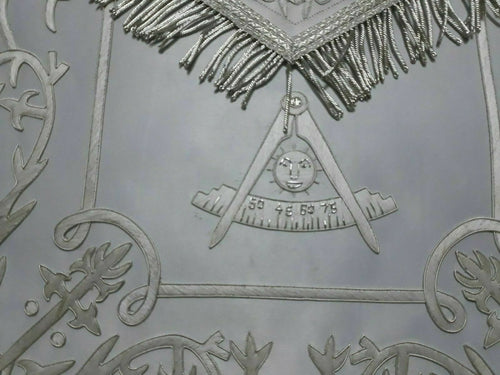 RIAZ IMPEX MASONIC REGALIA HAND EMBROIDERED MASONIC PAST MASTER APRON WHITE, PAST MASTER APRON WHITE
