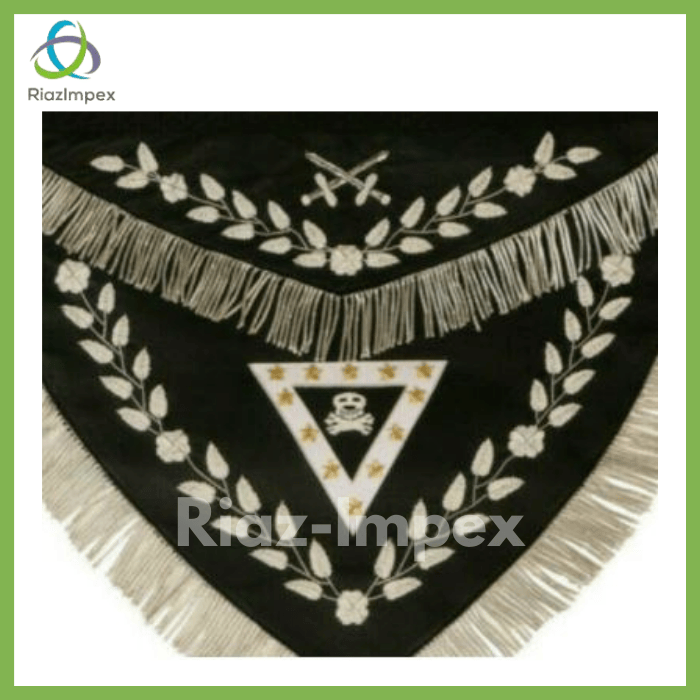 RIAZ IMPEX MASONIC REGALIA KNIGHT TEMPLAR APRONS, York Rite Aprons 100% Lambskin, Masonic Triangular Aprons