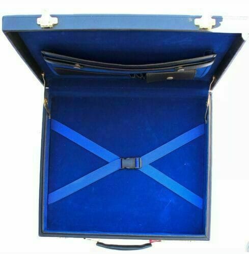 RIAZ IMPEX MASONIC REGALIA LOT OF 13 PCS FREEMASON MASONIC REGALIA APRON HARD CASE BLUE INSIDE BRIEFCASE