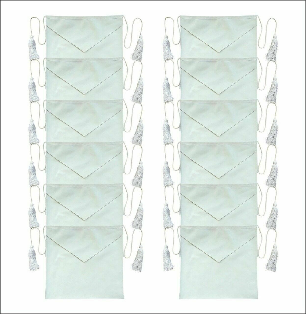 RIAZ IMPEX MASONIC REGALIA MASONIC 100% LAMBSKIN CANDIDATE / ENTERED APPRENTICE SET OF 12 APRON ALL WHITE