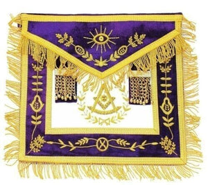 RIAZ IMPEX MASONIC REGALIA MASONIC APRON HAND EMBROIDERED GRAND LODGE PAST MASTER PURPLE - Masonic Apron