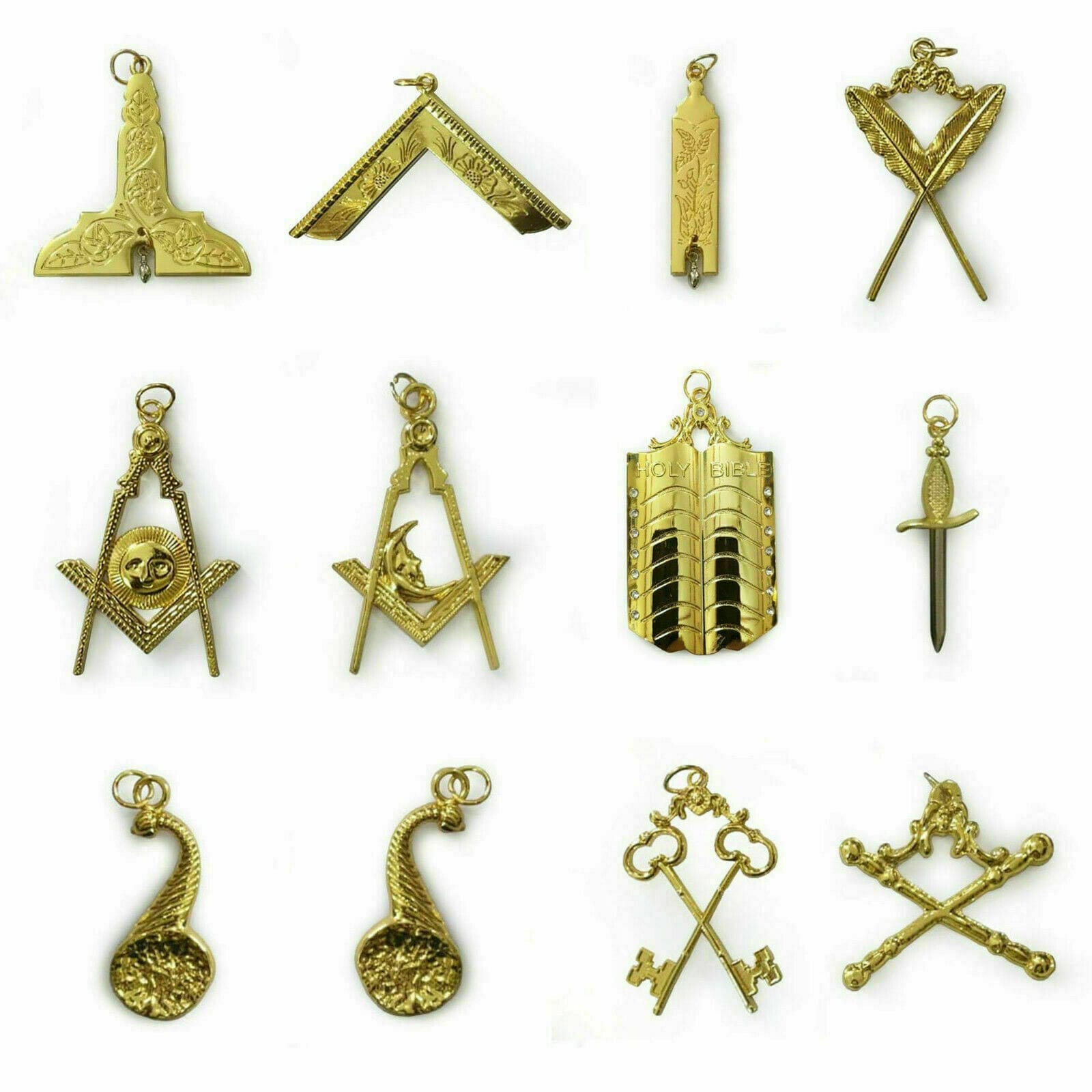 RIAZ IMPEX MASONIC REGALIA Masonic Aprons & Regalia Blue Lodge Officers Chain Collar and Gloves Set of 12
