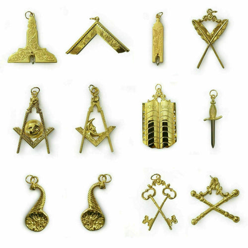 RIAZ IMPEX MASONIC REGALIA Masonic Aprons & Regalia Blue Lodge Officers Chain Collar and Gloves Set of 12