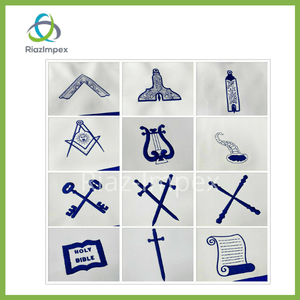 RIAZ IMPEX MASONIC REGALIA Masonic Blue Lodge Apron Set of 15 Stations WM SW JW SD JD Treasurer Etc Regalia