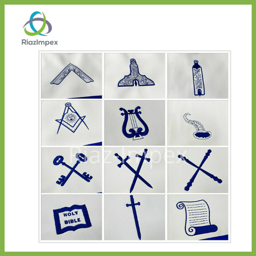 RIAZ IMPEX MASONIC REGALIA Masonic Blue Lodge Apron Set of 15 Stations WM SW JW SD JD Treasurer Etc Regalia
