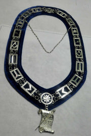 Masonic Blue Lodge Chain Collar with Historian Officer Jewel Silver