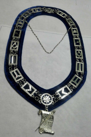 RIAZ IMPEX MASONIC REGALIA MASONIC BLUE LODGE CHAIN COLLAR WITH HISTORIAN OFFICER JEWEL SILVER