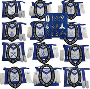 Masonic Blue Lodge Officer Aprons, Chain Collar, Jewels & Gloves – Set of 12x4