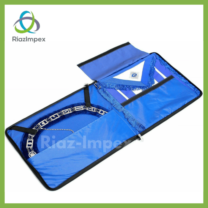 RIAZ IMPEX MASONIC REGALIA Masonic Blue Lodge Master Mason COLLAR, APRON and BAG CASE Package Best Quality