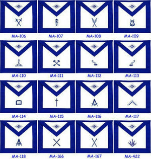 RIAZ IMPEX MASONIC REGALIA MASONIC BLUE LODGE OFFICER APRONS EMBROIDERED - SET OF 13