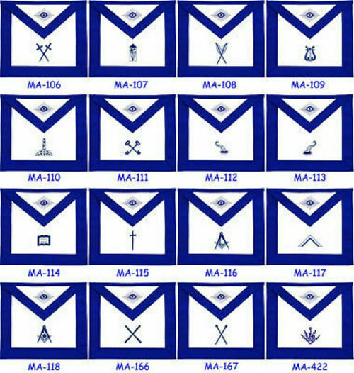 RIAZ IMPEX MASONIC REGALIA MASONIC BLUE LODGE OFFICER APRONS EMBROIDERED - SET OF 13