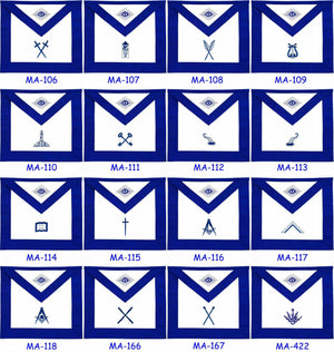 RIAZ IMPEX MASONIC REGALIA MASONIC BLUE LODGE OFFICER APRONS EMBROIDERED - SET OF 16 BEST QUALTY