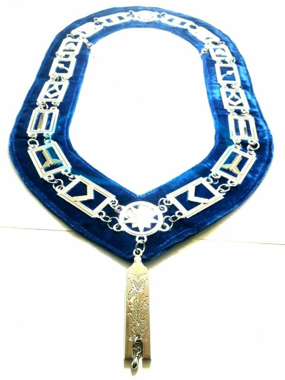 RIAZ IMPEX MASONIC REGALIA MASONIC BLUE LODGE OFFICER CHAIN COLLAR WITH JUNIOR WARDEN OFFICER JEWEL