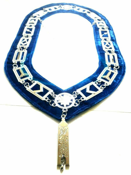RIAZ IMPEX MASONIC REGALIA MASONIC BLUE LODGE OFFICER CHAIN COLLAR WITH JUNIOR WARDEN OFFICER JEWEL