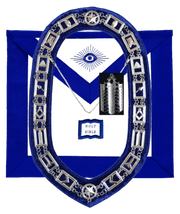 MASONIC BLUE LODGE OFFICER CHAPLAIN APRON SILVER CHAIN COLLAR AND JEWEL