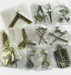 RIAZ IMPEX MASONIC REGALIA Masonic-Blue-Lodge-Officer-Collar-Jewels-Set-of-12-Silver, best quality