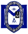 Masonic Blue Lodge Officer Junior Deacon Apron, Silver Chain Collar & Jewel