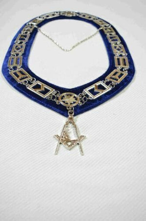 RIAZ IMPEX MASONIC REGALIA MASONIC BLUE LODGE OFFICER JUNIOR DEACON APRON SILVER CHAIN COLLAR AND JEWEL