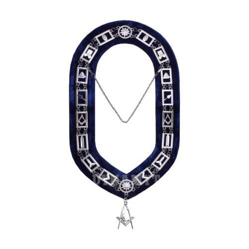 RIAZ IMPEX MASONIC REGALIA Masonic Blue Lodge Officer Junior Deacon Apron, Silver Chain Collar & Gloves